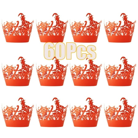 

SPRING PARK 60Pcs Halloween Cupcake Wrappers Artistic Bake Paper Cups Laser Cut Cupcake Liners Cake Decoration for Halloween Theme Party