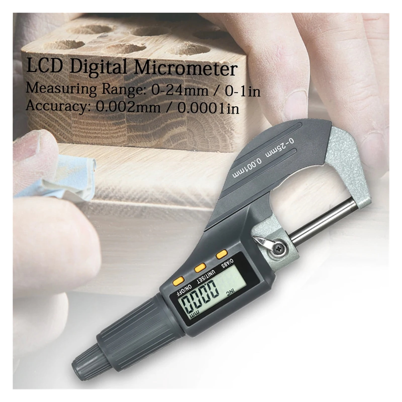 Digital Micrometer Caliper 0-25mm Electronic Outside Micrometers mm/in Unit Switchable 0.001mm High Precision Depth Micro Meter ,Precision Measuring