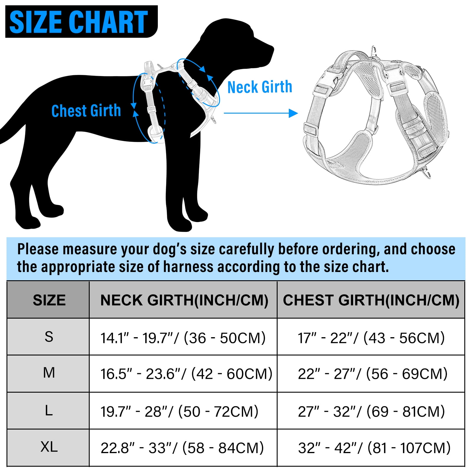 Plutus Pet No Pull Dog Harness, Release At Neck, Reflective Adjustable Dog Vest Harness, Easy Control Handle for Walking, for Small Medium Large Dogs, Gray, S