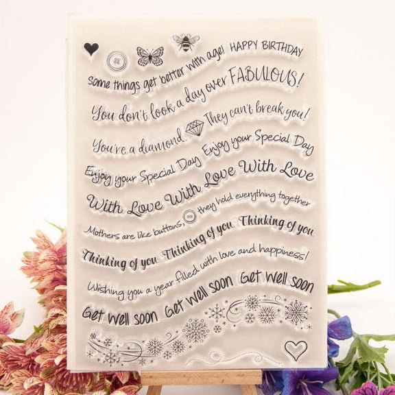 Ouginx Clear Stamps, Letters Of Blessing Rubber Stamp for Scrapbooking and Card Making Supplies
