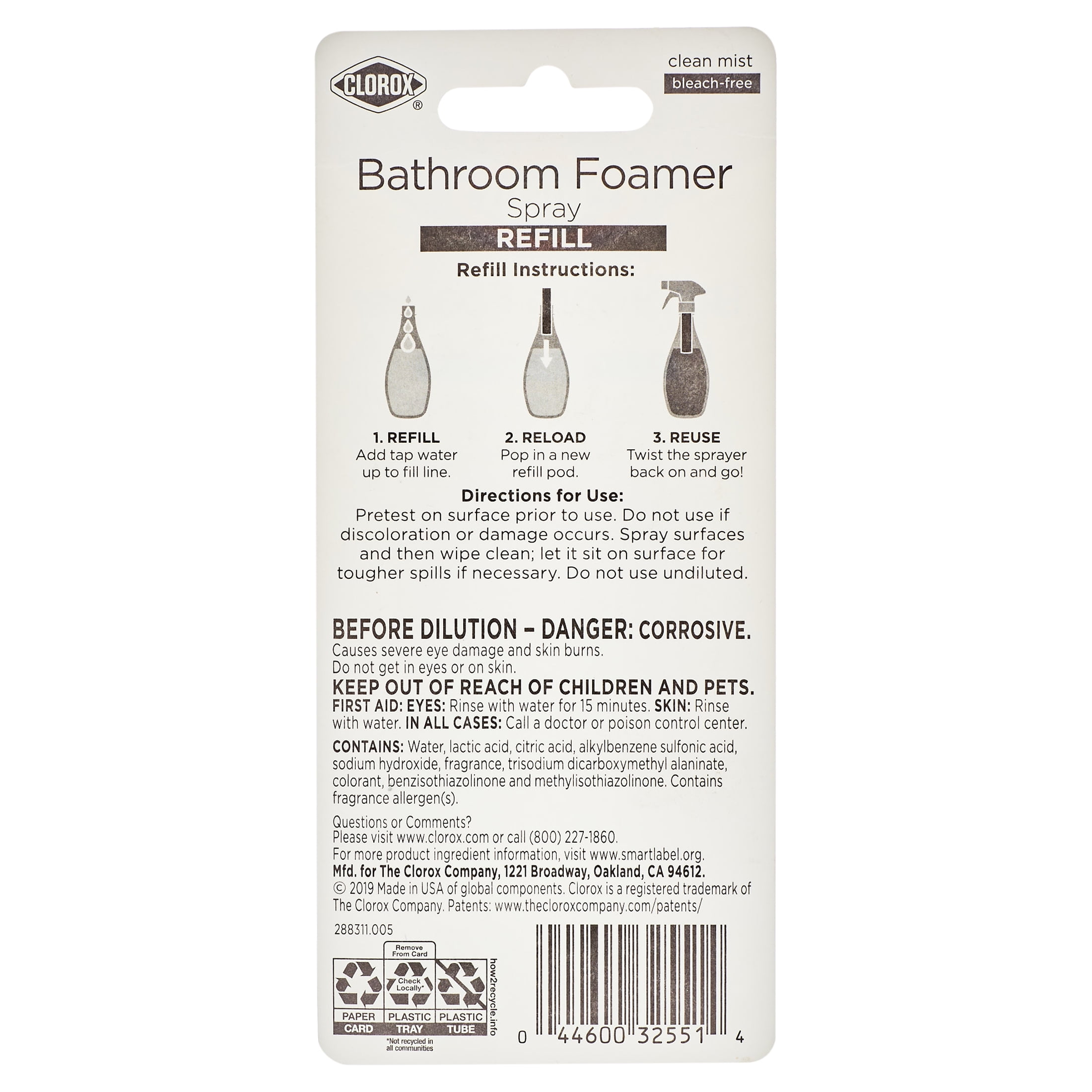Clorox Bathroom Foamer Refill Cartridge, two Refill Cartridges - 0.66 Ounces
