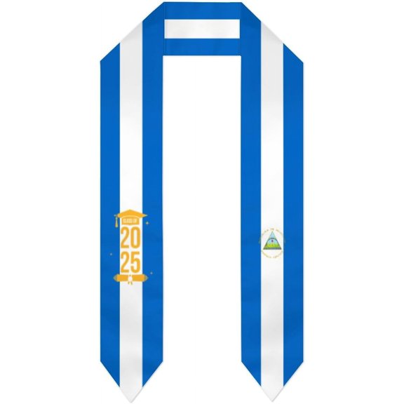 Class of 2025 Nicaragua Flag Graduation Stoles Shawls Sash International Study Graduate Scarves