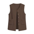 thumbnail image 4 of XRoczxe Women's Sherpa Fleece Vest, Button Down Sleeveless Warm Coat with Pockets, Casual Soft Fuzzy Outerwear for Fall Winter Layering & Daily Wear, 4 of 8