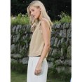 thumbnail image 4 of DARING DIVA Women's Sleeveless Button Down Loose Fit Waistcoat Top S Khaki, 4 of 7