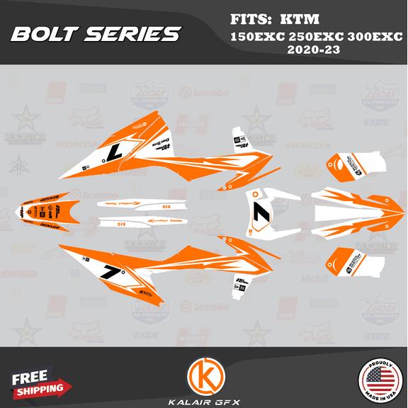 Kalair GFX Graphics Kit for KTM ENDURO 2-STROKE 150EXC,250EXC and 300EXC (2020-2023) Bolt Series