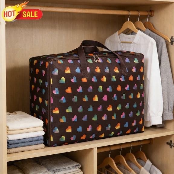 140L Extra Large Fabric Storage Tote Bag with Double Zippers & Reinforced Handles, Reusable Heavy‑Duty Organizer for Clothes, Bedding, Toys, Christmas Decor, Moving & Dorm Home Storage Supplies