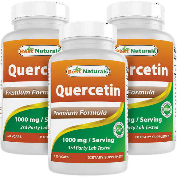 3 Pack Best Naturals Quercetin 1000 mg/Serving 120 Vegetarian Capsules | Immune Health