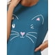 thumbnail image 5 of INSPIRAR CHIC Camisones de Mujer Camisetas de Noche con Impresión de Gatos Vestido de Sueño de Manga Corta Nochegowns S Azul Pavo Real, 5 of 6
