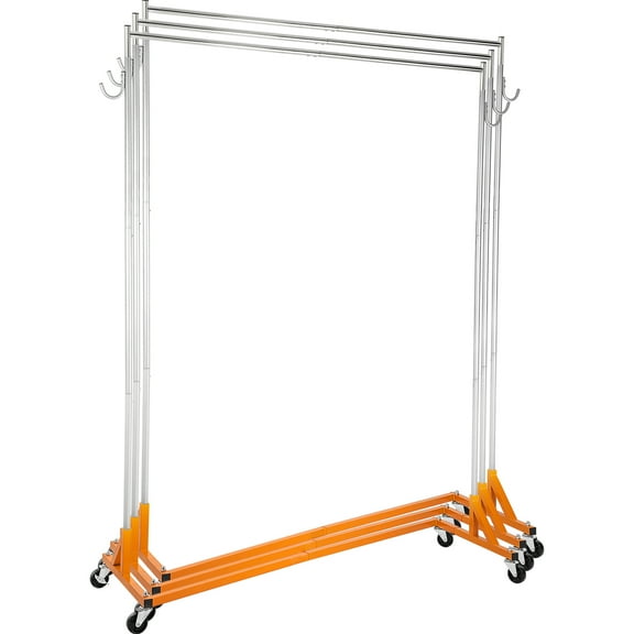 KFFKFF 3 Packs Z Stand Commercial Garment Stand, Modifiable Height Rolling Z Apparel Stand, Robust Steel Z Foundation Apparel Stand with Locking Wheels, for Domestic Garment Shop Showcase Orange
