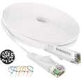 thumbnail image 1 of Ethernet Cable 100 ft, Cat 6 Flat Internet Network LAN RJ45 Gigabit Patch Cords High Speed Long Slim with Cable Clips and Strips for PS4, Xbox one, Switch Boxes, Modem, Router, 1 of 1