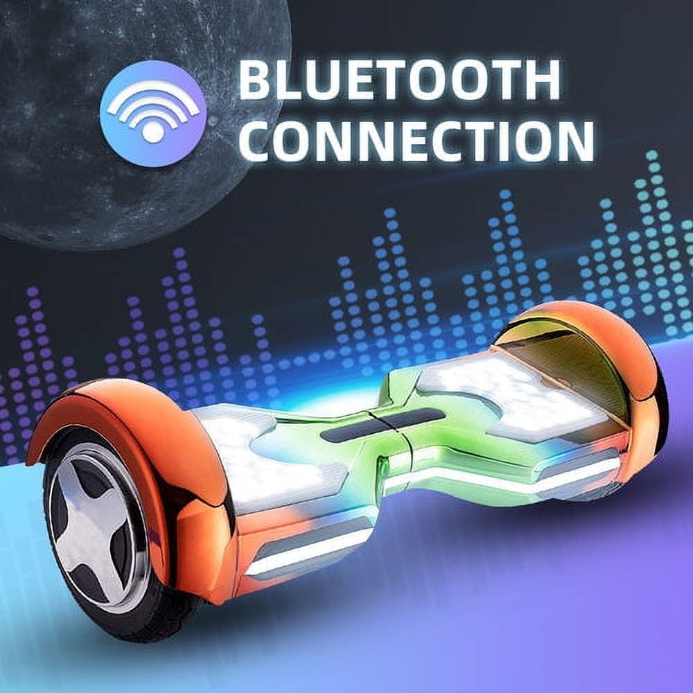 HOVERSTAR Bluetooth Hoverboard, LBW12A Color cromado o monopatín eléctrico  de piel impresa con ruedas intermitentes LED HOVERSTAR LBW12A