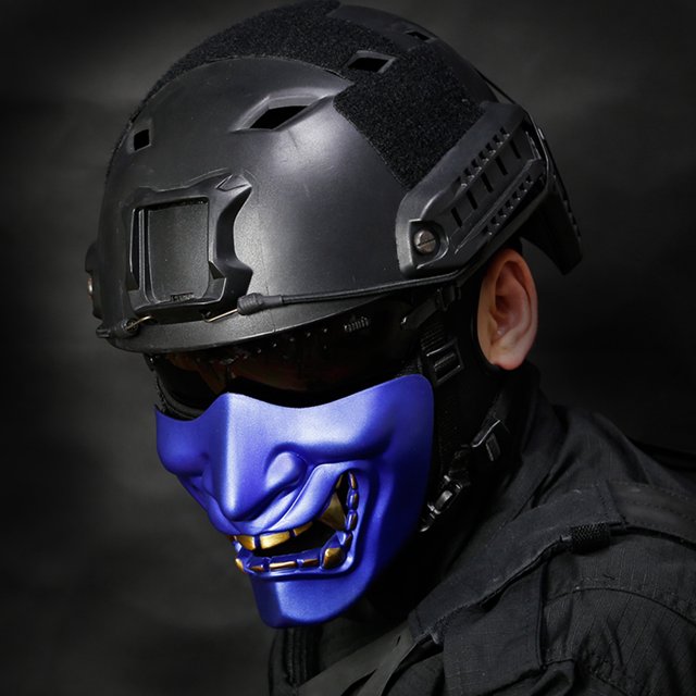 Máscara de media cara Máscara protectora multiusos Accesorios para fiestas de Halloween (Azul)