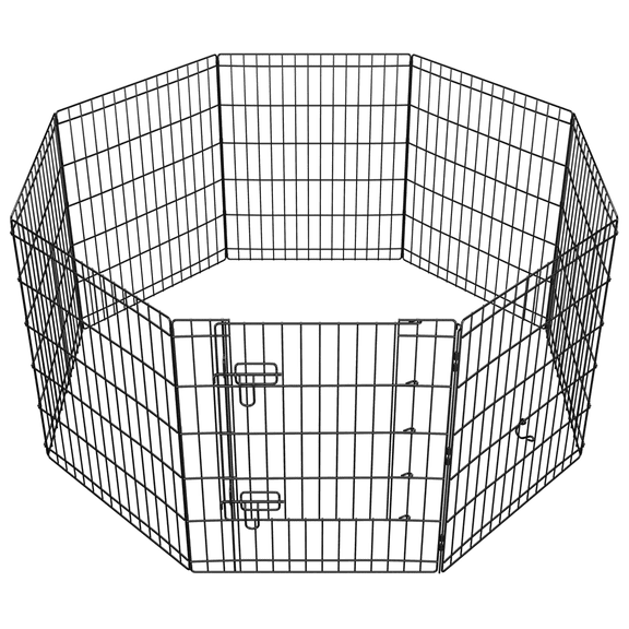 Yaheetech 29.9"H 8 Panels Foldable Metal Dog Playpen, Black