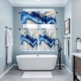 thumbnail image 3 of Blue Marble Kitchen Curtains Sets for Windows 36 Inch Length, Contemporary Golden Abstract Texture Art Rod Pocket Window Treatments Tier Curtains and Valances Set for Bedroom/Bathroom, 3 of 8