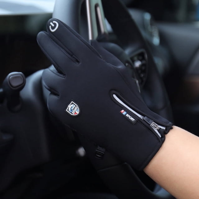 Guantes de otoño e invierno con cremallera para los dedos, pantalla táctil, cálidos, de forro polar, resistentes al viento, para conducir, esquiar y montar a caballo, guantes deportivos para hombres
