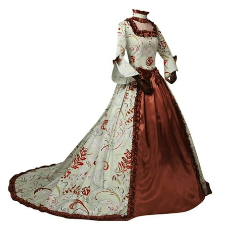 

Women Fall Winter Gothic Retro Floral Print Ball Gowns Flare Sleeve Gowns Dress Cloak Pins for Women Womens Gothic Dress Shoes Shield Blank Shoes Princess Shirts