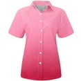 thumbnail image 4 of Fartey Plus Size Shirts for Women Fashion Gradient Tie Dye Short Sleeve Tee Shirts Business Casual V Neck Lapel Button Down Tops Summer Loose Comfy Blouses, 4 of 5
