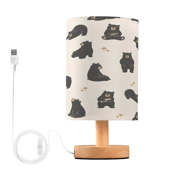 Bears Table Lamp, Fully Dimmable Nightstand Lamp with USB and Linen Fabric Shade, Modern Gifts for Bedroom, Living Room, Office