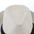 thumbnail image 3 of Men Women Straw Panama Hat Fedora Trilby  Sombrero Sunhat Wide Brim Khaki, 3 of 6