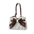 thumbnail image 3 of Bolso Tote Bolso de Hombro Bolso de Mano Lazo Retro Lunares Gran Capacidad Material Tela Adecuado para Trabajo Compras Vacaciones Viaje Blanco, 3 of 9