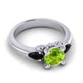 thumbnail image 3 of 2.50 Carat Round Cut Peridot & Black Onyx Gemstone Stylish Three Stone Bridal Ring for Ladies Solid 14K White Gold Size 11.5 by Diamond-Capitals, 3 of 8