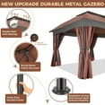 thumbnail image 4 of HOTEEL Heavy Duty 12X20 Outdoor Patio Gazebo with Mosquito Netting Curtains,Double-Roof Canopy Tent Gazebo for Parties,Backyards,Gardens,Brown, 4 of 10