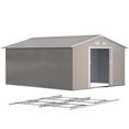 thumbnail image 1 of Outsunny 11' x 13' Garden Storage Shed w/ Steel Foundation Kit Light Grey, 1 of 10