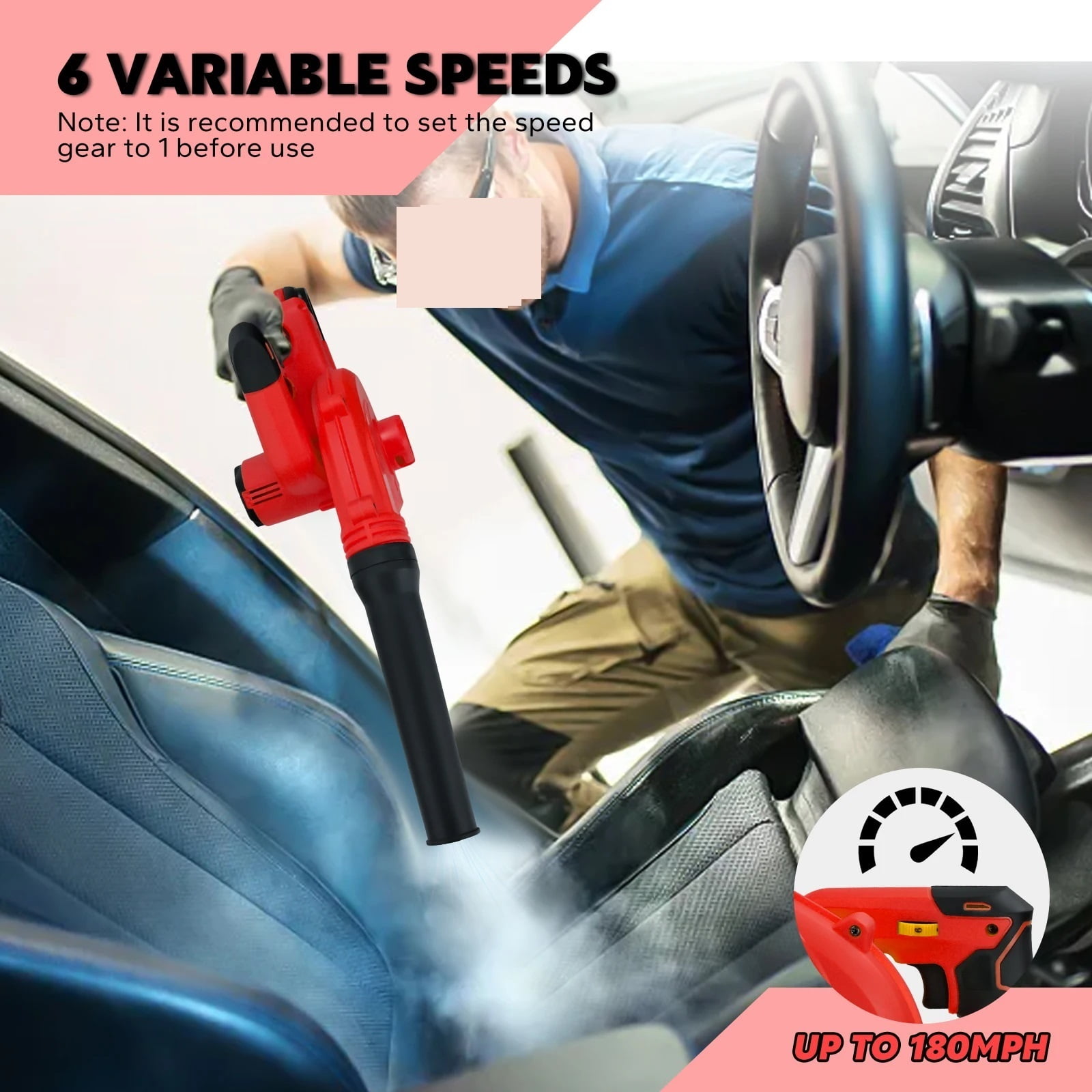 Cordless Leaf Blower Brushless Electric Air Blower 6-Speed Up to 180MPH Vacuum Cleaner (No Battery) ,Easy to Use