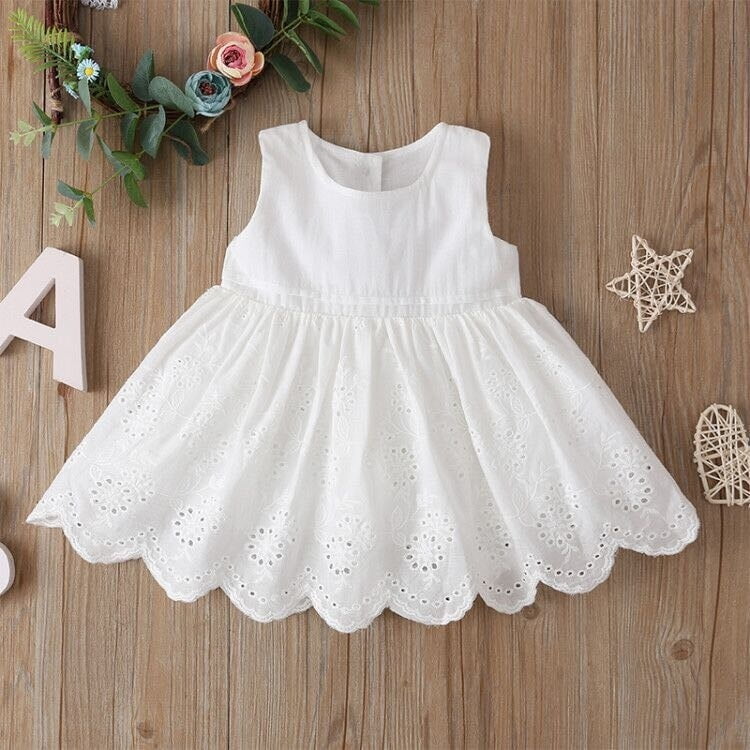 Itfabs Baby Girl Summer Sleeveless Cotton Mesh Multi Layer Holey Dress Stylish And Elegant Dress 6m 9m 12m 18m 24m 36m Other