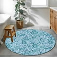 thumbnail image 3 of Round Rugs 3 Ft, Light Blue Teal Non Slip Area Rugs for Kitchen Bedroom Entryway, Retro Botanical Abstract Art Washable Carpet Runner Rug Floor Mats for Bedroom Home Decor, 3 of 9
