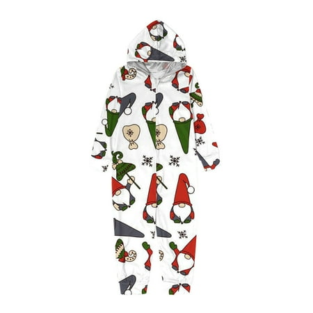 

Pxxlle Matching Christmas Onesies Pajamas for Family with Hood Casual Zip Up Xmas Pjs Set for Women/Men/Kids/Couples/Adult Cute Xmas Print Long Sleeve Holiday Loungewear for Kids