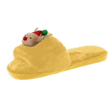 

dmqupv Womens Size 12 Slippers Fashion Winter Women Slippers Flat Bottom Non Slip Open Toe Plush Warm Women Sock Slippers Shoes Yellow 8.5