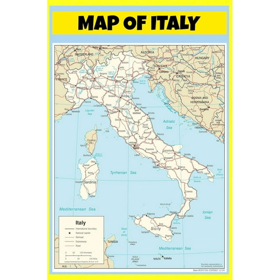 Italy Map Poster - Laminated Wall Map - Style A - 18x24 - Ideal for Classrooms and Homes – Features Bright Colors and Vivid Imagery