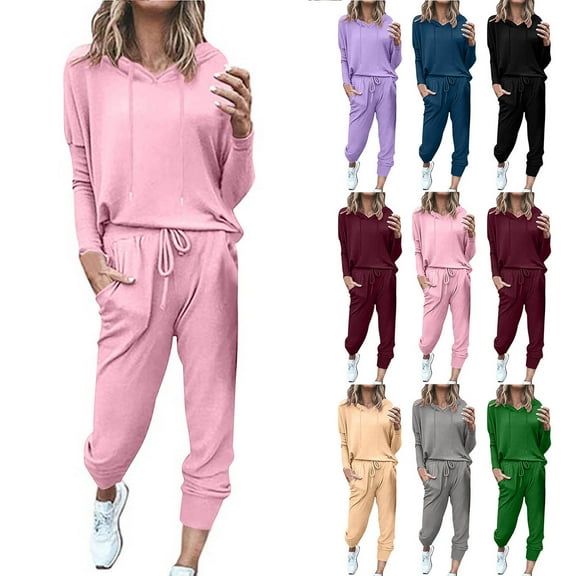 jtjvou Lounge Sets for Women Two Piece Travel Outfits Sweatsuits 2 Piece Fashion 2025 Trendy Pajamas Beige L
