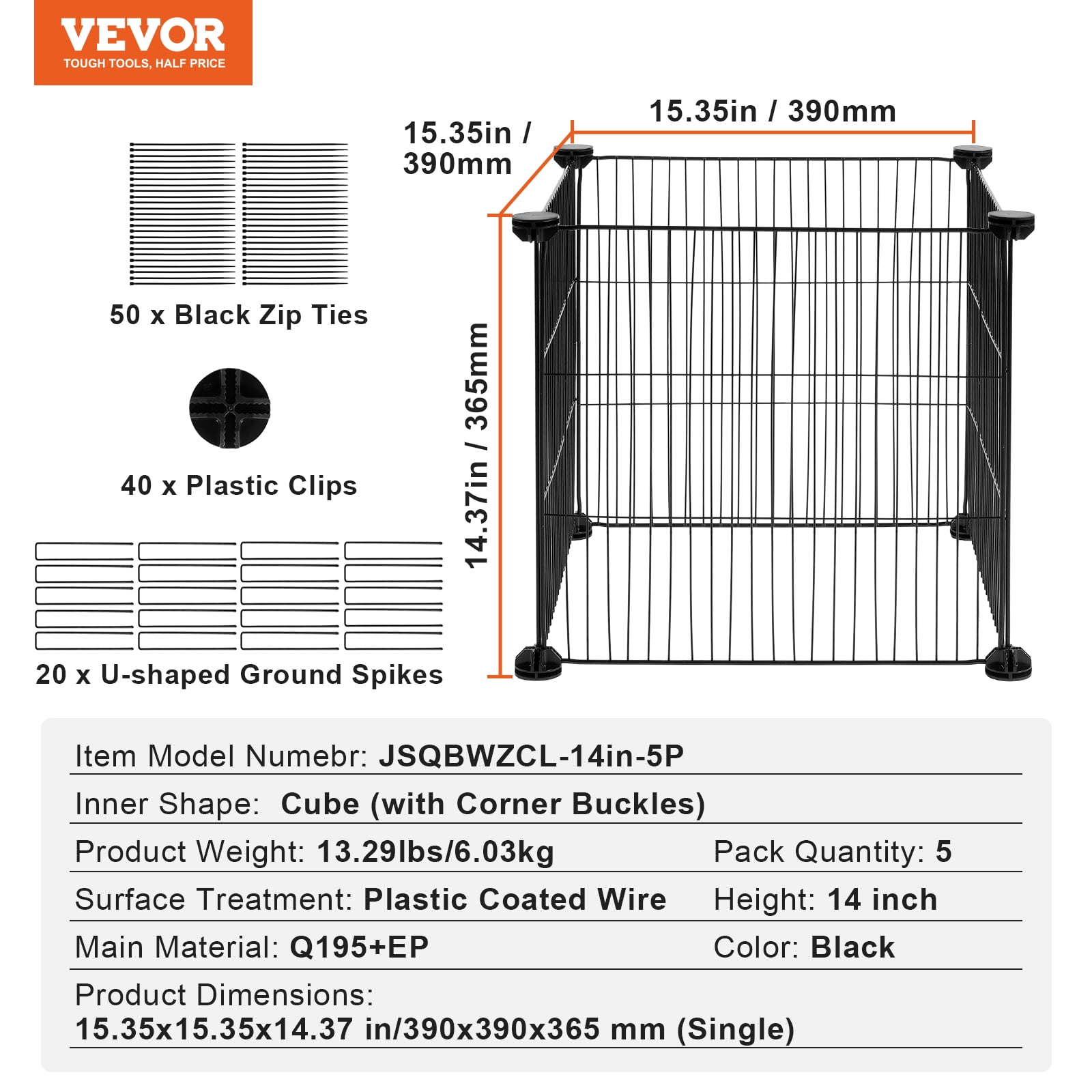 VEVOR 5 pack Plant Protector from Animals, 15.35'' x 15.35'' Chicken Wire Plant Protector, Plant Cages for Outdoor Plants, Flowers & Vegetables, Keeps Bunny Chicken Squirrels Out, 20pcs Metal Mesh