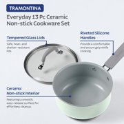 Tramontina 13-Piece Ceramic Cookware Set, Everyday Collection - Mint