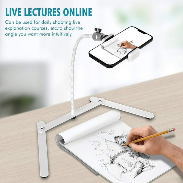 Ajustable Tripod with Cellphone Holder, Overhead Phone Mount