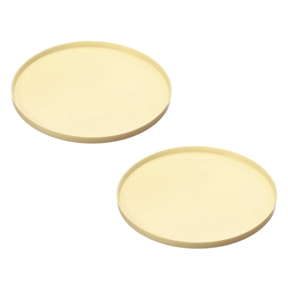 Uxcell Cat Food Mat, 7x7 Inch Silicone Pet Feeding Mat Non-Slip Round Waterproof Dog Water Bowl Tray Raised Edge Protects Floors (2Pcs, Beige), Intended for Pets Bowl/Fountain