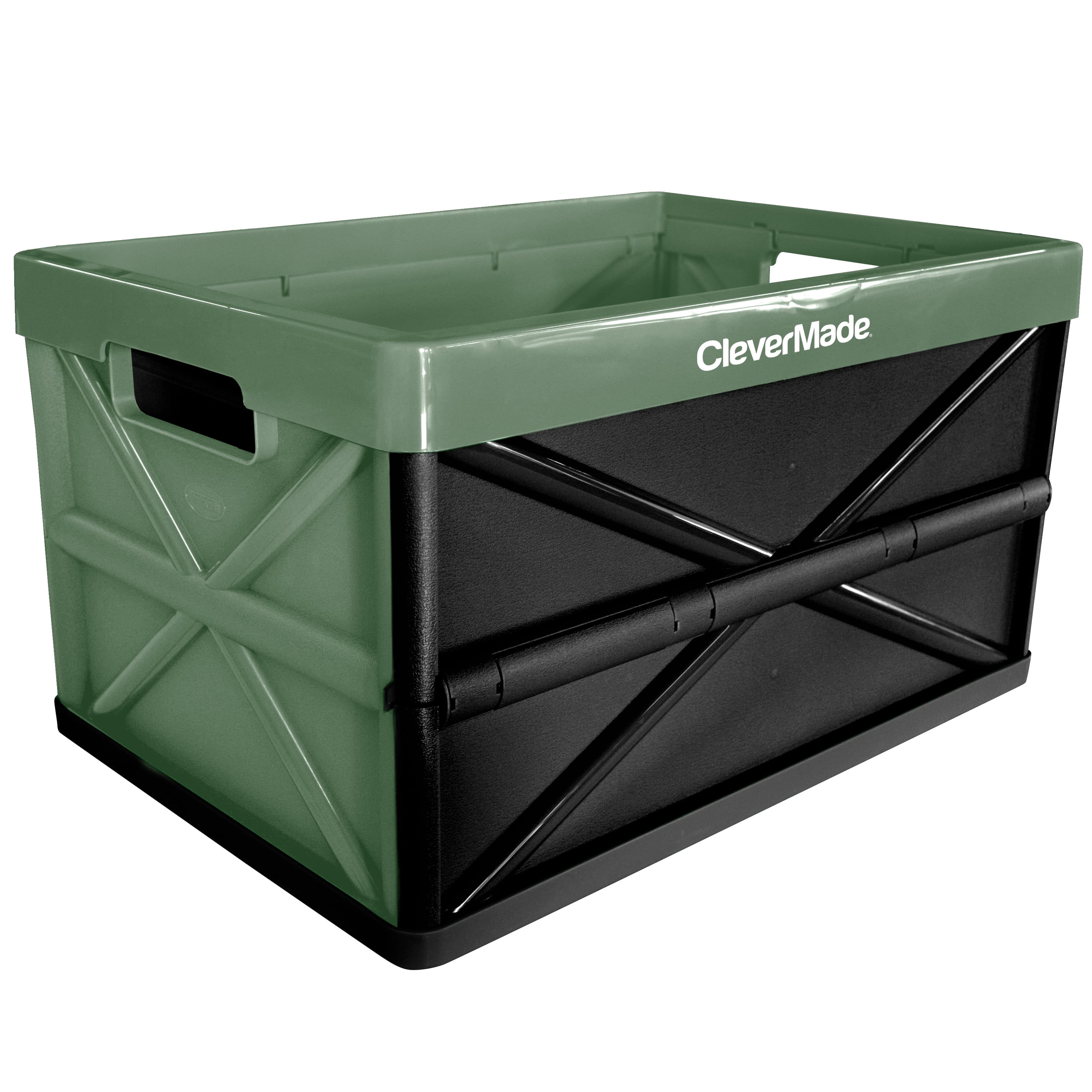 CleverMade 46L Collapsible Storage Bins with Lids Folding Plastic Stackable Utility Crates Charcoal 3 Pack Solid Wall CleverCrates 
