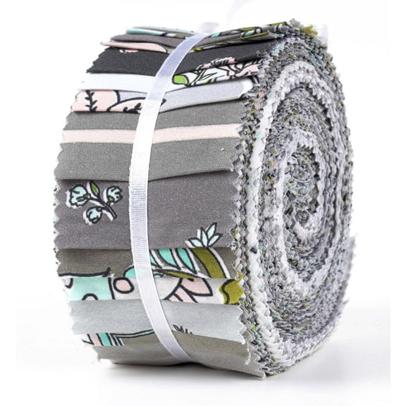 Soimoi 40Pcs Block Print Cotton Precut Fabrics For Quilting Craft Strips 2.5x42inches Jelly Roll - Black