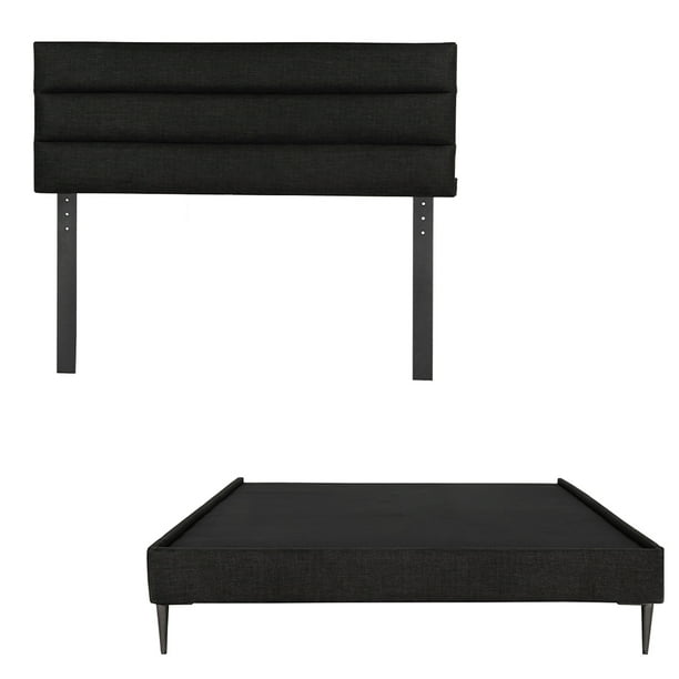 Box Base cama Slim Matrimonial + Cabecera Logan Negro