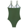 thumbnail image 7 of Women V Neck Adjustment Straps Jumpsuit Swimsuit Swimwear Bathing Beach Sexy Bikini Swimwear Green XL, 7 of 7