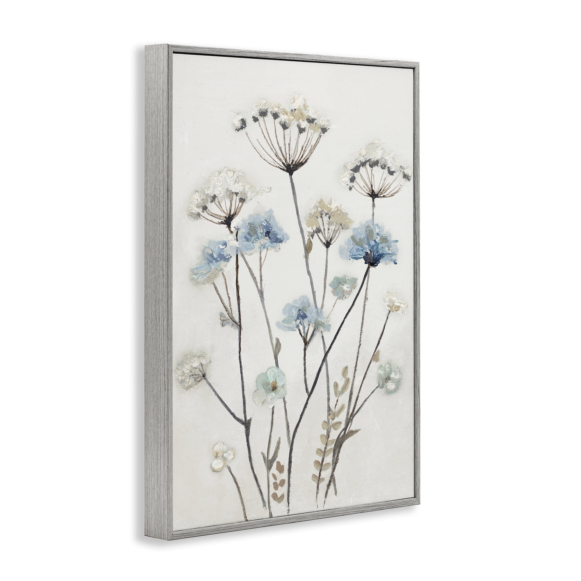 Stupell Industries Soft Jardin Azul Gray Framed Giclee Art, design by Patricia Pinto
