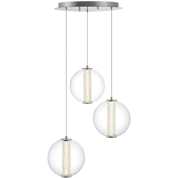 63W 3 Led Pendant in Contemporary Style-9.25 inches Tall and 20.5 inches Wide-Chrome Finish Bailey Street Home 79-Bel-5037445