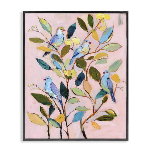 Stupell Industries Contemporary Birds Between Leaves Impression Black Framed Giclee Art, 11 x 14, by Sisi and Seb