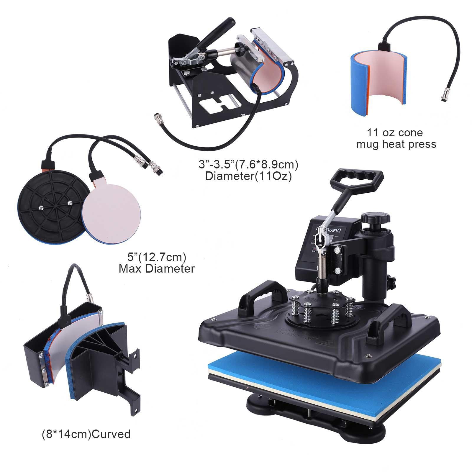 Details about   12x15 8 in 1 Heat Press Machine Swing Away Digital Sublimation T-shirt Mug Plate 