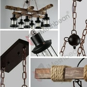 iMeshbean Rustic Farmhouse Furniture Wood Chandelier Pendant Lighting Fixture For 7 - 8 Kitchen Dining Room Bar Hotel Industrial Decor