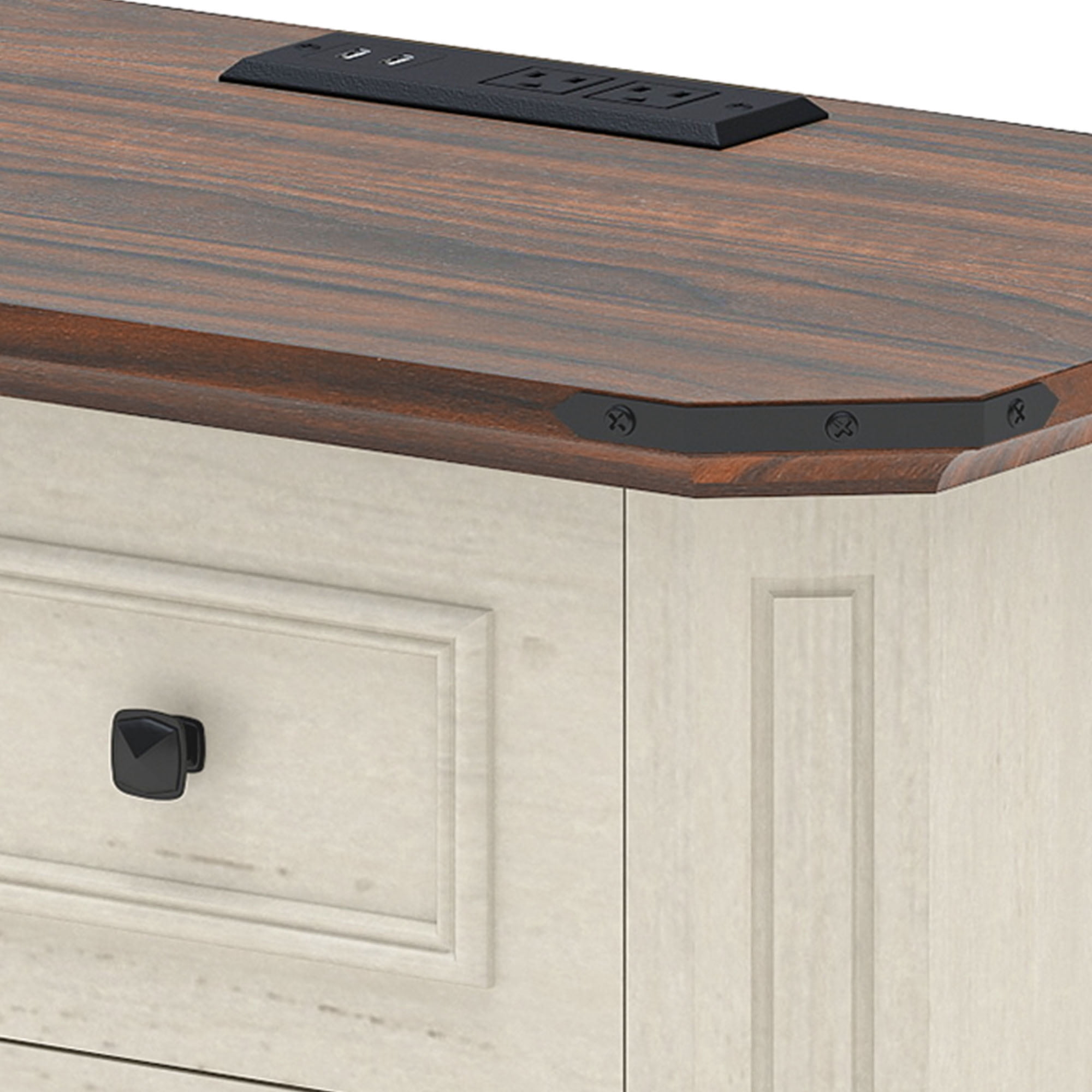 Uforic Rustic Nightstand with Charging Station & Drawers, Bedside Table for Bedroom, White