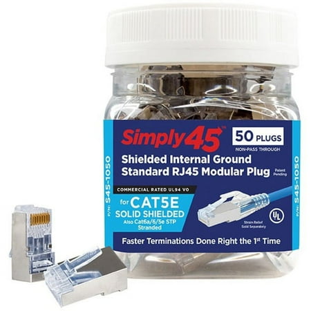 UPC: 0817777017786 | SIMPLY45 S45-1050  Cat5e Shielded Internal Ground  Standard WE/SS RJ45