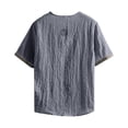 thumbnail image 3 of FRSASU Men's Cotton Linen T-Shirts Vintage V Neck Short Sleeve Beach Boho Shirts Casual Lightweight Quick Dry Hippie Tees Gray-A, 3 of 4